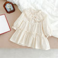 Autumn Sisters Dress Baby Bodysuit Flower Embroidery Dress For Infant Girls Toddler Outfit Sisters Lace Collar Princess Dress.