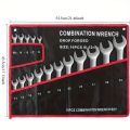 16-Pocket Black Tool Bag W/Red Stitching - Compact Wrench Organizer for Mechanics & Craftsmen, Secure Zipper & Multi-Pockets. 