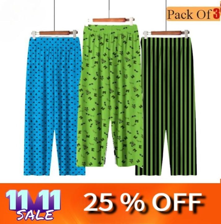 Pack Of 3 printed Flapper Trouser (Customer apni marzi se 3 ka pack banwa saktay hain)