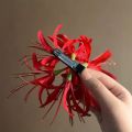 Retro Red Spider Lily Tassel Hair Clip Fabric Flower Hairpin Bride Hairwear Countryside Style Hair Accessories. 