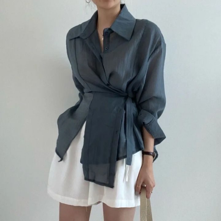 2025 Vintage Fashion Long Sleeve Women Shirt Office Lady Elegant Chic Solid Button Blouses Casual Clothing