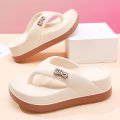 Thick bottom flip flops for women's summer 2025 new height increasing anti slip beach sandals beach slippers for outdoor wear.