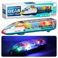 Transparent Long Gear Train Toy for Kids,Gear Race Sound & Light Train, 3D Train Toy for Boys & Girls with 360 Degree.