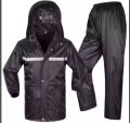 Waterproff PVC,L xl,xxl black raincoat sealing hoddie RAINCOAT with pant and double brested full sleeve raincaot for man..