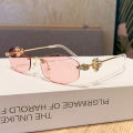 Cycling 1/3pcs Fashion Y2K Small Frame Polygon Metal Sunglasses Women Luxury Brand Rhinestone Sun Glasses Rimless Punk Eyewear.