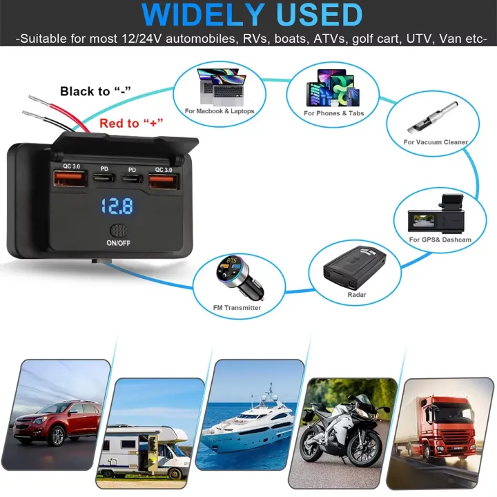 Hide%20Car%20Fast%20Charger%20Qc%203.0%2018W%20and%20Dual%20Usb%2030W%20Pd%20Socket%204-Port%20Car%20Charger%20Socket%20with%20Push-Switch%20Voltage%20Display%20-%20Image%204