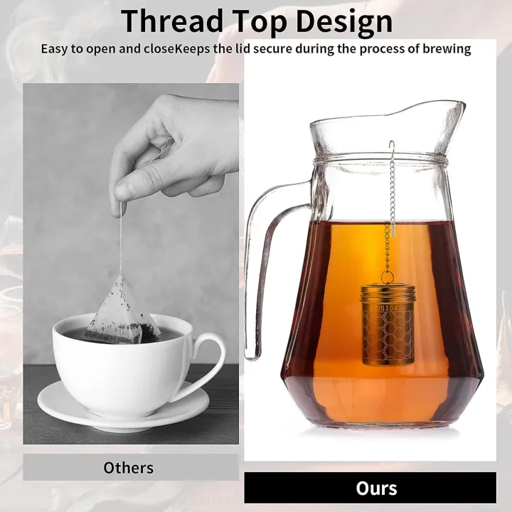 304%20Stainless%20Steel%20Tea%20Strainers%20Set:%20Extra%20Fine%20Mesh%20Tea%20Infuser%20for%20Loose%20Leaf%20Tea%20-%20Updated%20Slim%20Threaded%20Lid%20for%20Black%20Tea%20-%20Image%206