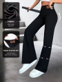 Womens High Waisted Straight Leg Pants Stretchy Black Solid Commuting Trousers Color Elegant And Essential For Office Wear Jeans.