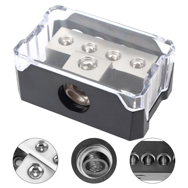 Multi-functional Auto Junction Box for Car Audio Stereo Amplifier 4GA Out Distribution Blocks 4 Way Ground Box