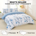 3pcs/set Leaf Floral Pattern Duvet Cover Set(1 Duvet Cover & 2 Pillowcase）Soft And Skin-Friendly Duvet Cover Bedding Set. 