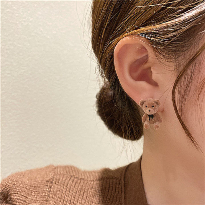 New%20Design%20Cute%20Flocking%20Plush%20Rabbit%20Stud%20Earrings%20for%20Women%20Korean%20Fashion%20Brown%20Animal%20Bear%20Earring%20Jewelry%20Party%20Girls%20%20-%20Image%204
