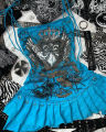 Aesthetic Y2k girl suspenders Top Y2k Clothes blue Gothic bow Slimming Bottom for Women dress  Girls high street character. 