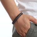 Leather Bracelet For Men With Metal Magnetic Clasp. 