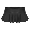 Womens  Mini Skirt Nightwear Low Rise Glossy Ruffled Short Miniskirt Clubwear Solid Color ruffled Female Bikini Cover Ups. 