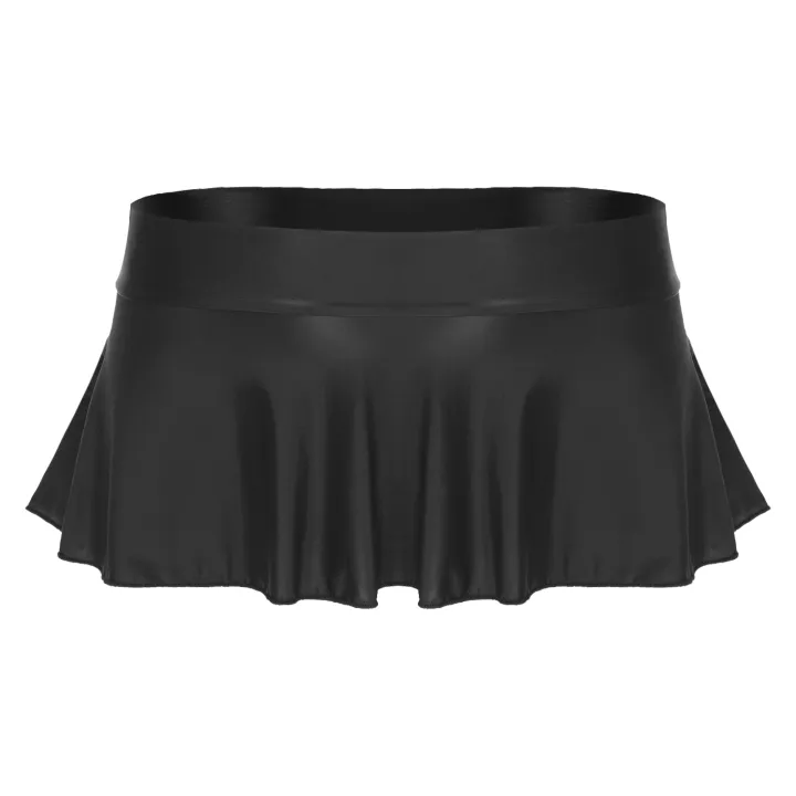 Womens%20%20Mini%20Skirt%20Nightwear%20Low%20Rise%20Glossy%20Ruffled%20Short%20Miniskirt%20Clubwear%20Solid%20Color%20ruffled%20Female%20Bikini%20Cover%20Ups%20-%20Image%203