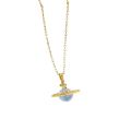 box titanium steel micro-insert planet pendant necklace for girls light luxury fashion niche jewelry.