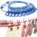 1pcs Portable Clothesline Windproof Clothes Rope Drying Rack Cloth Hanging Line Outdoor Camping Traveling Indoor Multifunction Tools *190cm rope and 12clips*. 