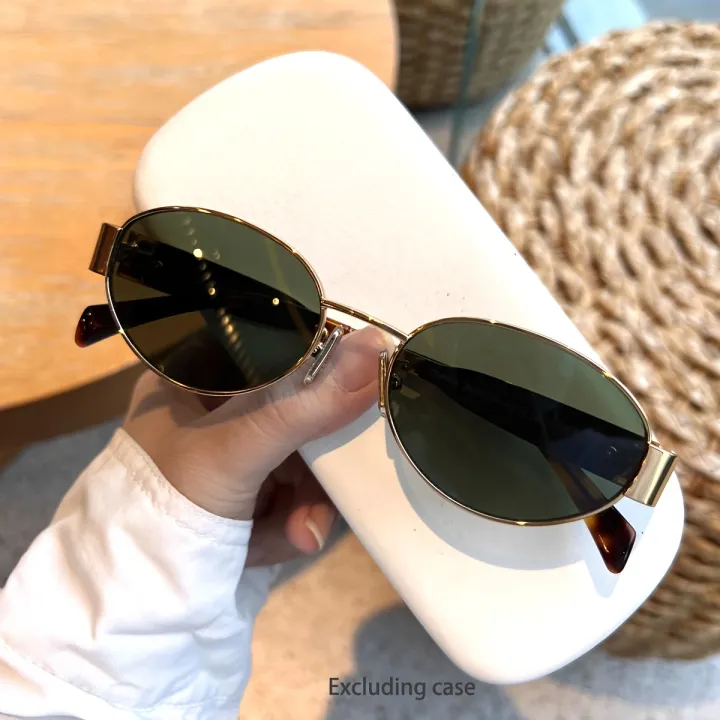 Oval%20Sunglasses%20for%20Women%20Men%20Trendy%20Metal%20Frame%20Sun%20Glasses%20Classic%20Shades%20-%20Image%205