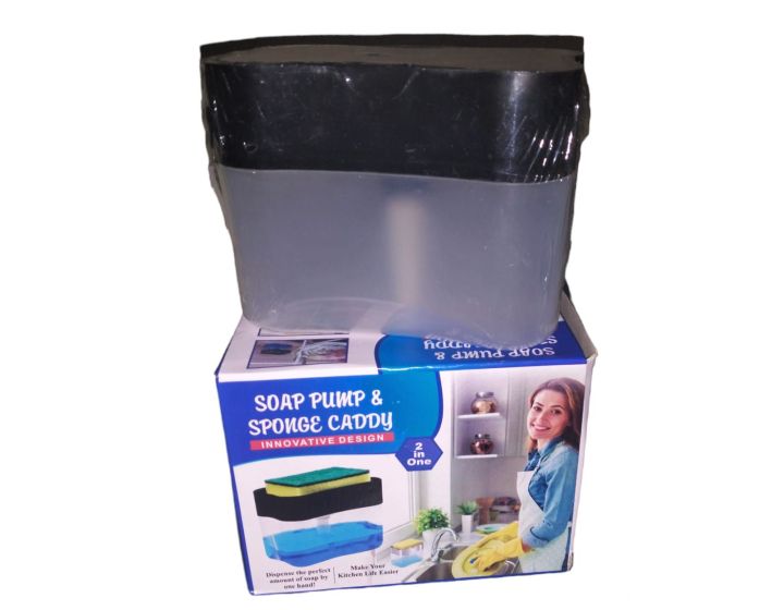 2in1 Soap Pump Dispenser and Sponge Holder for Kitchen Sink Dish Washing Soap dispenser