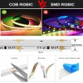 Zigbee 24V RGBIC COB LED Strip Light WS2811 Full Dream Color Tape Addressable Smart SPI FCOB Light RF Remote for  Alexa lightify. 