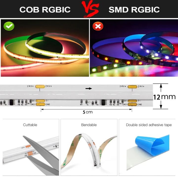 Zigbee%2024V%20RGBIC%20COB%20LED%20Strip%20Light%20WS2811%20Full%20Dream%20Color%20Tape%20Addressable%20Smart%20SPI%20FCOB%20Light%20RF%20Remote%20for%20%20Alexa%20lightify%20-%20Image%205