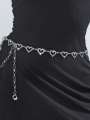 Fashionable Heart-Shaped Rhinestone Waist Chain Metal Belt For Women.