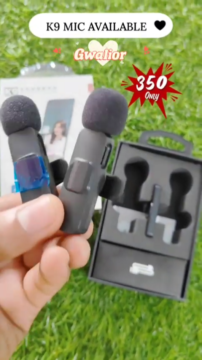 WIRELESS MIC K9 Dual Microphone Mic Plug & Play USB Type C MIC Plug Wireless Lavalier Microphone | Mini Lapel Microphone Wireless Mic For Recording YouTube_Facebook_ Interview Auto Sync Noise Reduction NO APP or Bluetooth Needed- Dual Mic