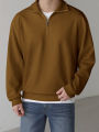 Cross border European and American men's corduroy half zipper casual sports long sleeved shirt. 