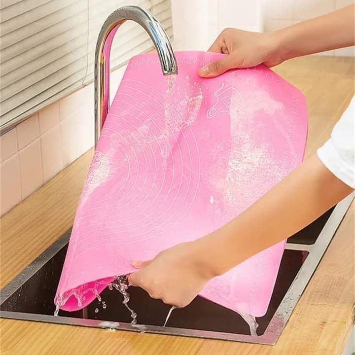 Silicone Rolling Pin Baking Tools Soft Cake Board Pastry Boards Dough Kneading Mat with Calibration High Temperature Resistant (Colour : Pink, Pastry Board Size: 50 x 40 cm)