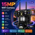 15 MP =5MP+5MP+5MP  Ptz Wifi Outdoor Security  Camera Lens, 3 Screen, CCTV,Color Night Vision Auto Tracking, Waterproof15MP WiFi Camera with Three Lens Three Screen Color Night Vision PTZ Outdoor Waterproof Security IP Camera CCTV Surveillance Cam. 
