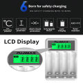 PUJIMAX LCD Display Smart Intelligent Battery Charger With 4 Slots For AA/AAA NiCd NiMh Rechargeable Batteries aa/aaa Charger. 