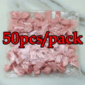 (50 Pcs) 4cmx4cm Fresh Pink Ribbon Bows Small Size Polyester Satin Ribbon Bow Flower Handwork DIY Craft Decoration. 