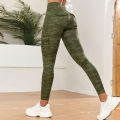 CHRLEISURE Digital Print  Work Yoga Pants Seamless Sports Legging with Pocket Gym Fitness Tight Elastic Slim Workwear. 