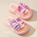 Cute Bunny Children's Home Slippers Girls' Summer Footwear Beach Sandals For Kids Thick Sole Soft Non-slip Home Bathroom Shoes. 