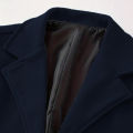 Men's Wool Pea Coat Solid Color Lapel Collar Single Breasted Jacket Warm Mid Length Winter Trench Coat.