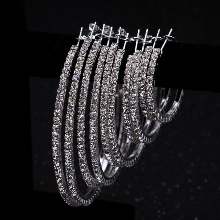 Shine%20Rhinestone%202cm,4cm,6cm,8cm,10cm%20Hoop%20Earrings%20Women%20Earrings%20Perfect%20for%20Weddings%20&%20Festive%20Occasions,All-Season%20Jewelry%20-%20Image%204