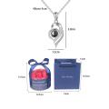 Irregular Heart 100 Languages Projection Pendant Necklaces With Luxury Rose Flower Gift Box New Christmas Gifts Romantic Jewelry. 
