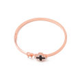 Metal Titanium Steel Bangle Rose Leaf Clover Charm Opened Cuff Bangle Bracelet for birthday gift | Rose Gold.