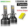 YHKOMS 400W 120000LM H7 H4 LED Headlight Canbus H1 H8 H9 9005 9006 HB3 HB4 H11 Bulb Fog Lamps Bulbs High Low Beam Auto 12V 6000K.