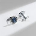 Blue Stud, Blue cufflinks Round ,luxur design amazing for him. 