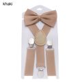 Kids Elastic Suspenders Bow Tie set Matching Tuxedo Suit Unisex Boy Girl Bowtie Wedding Costume Adjustable Y-Back Brace Belt.