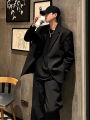 Menswear Classic Blazer Mens Casual Lightweight Jacket Autumn Korean Style Black Coat Fashion High Street Single-breasted Blazer.