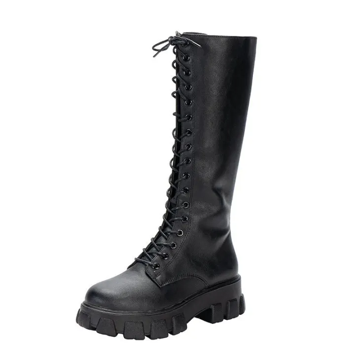 Winter%20Women%20Zipper%20New%20Long%20Boot%20Fashion%20Lace%20Up%20Non%20Slip%20Shoes%20Casual%20Thick%20Soled%20Trend%20Boots%20Comfortable%20Ladies%20Shoe%20Botas%20-%20Image%205