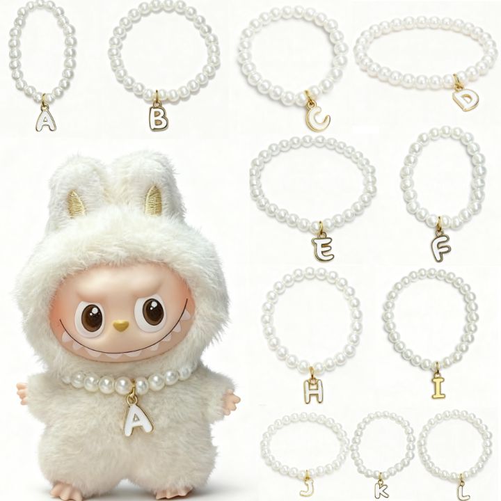For 4.0 Labubu Pin for Love Series Pendant Accessories for Mini Labubu Letter Pearl Necklace Doll Accessories