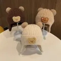 Baby wool hat cute bear ear protection hat children winter thickened warm knitted Korean version of the baby hat. 
