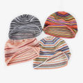 Trendy Boho Style Breathable Knitted Beanie Striped Openwork Summer Hat Soft Comfort Stylish For Outdoor Women And Girls. 