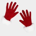 Santa Claus Gloves White Fur Fancy Dress Party Short Red Santa Full Finger Gloves Christmas Festive Costume Accessories Mittens. 