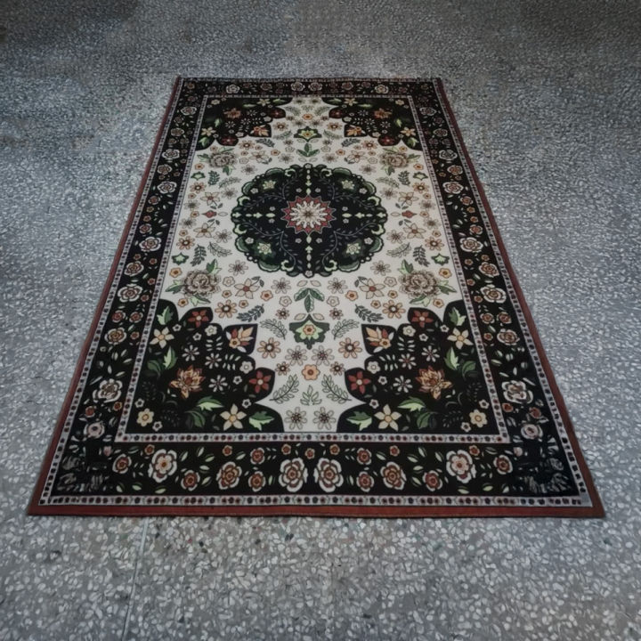 Living Room Carpet 4ft x 6ft, Digital Printed Polyester Microfiber Rug with Felt Protection, Multi-Color Center Piece