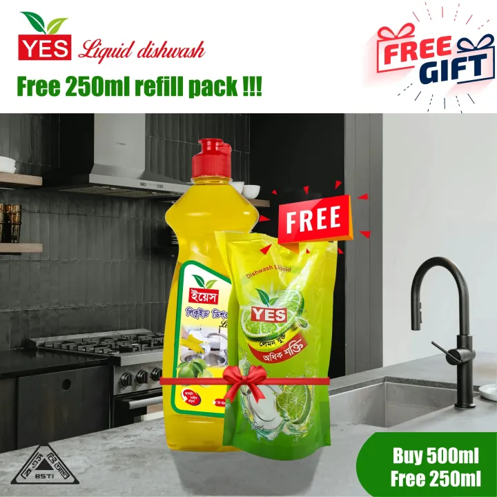 Yes%20Dishwash%20Liquid%20Lemon%20500ml+Free%20Dishwash%20250ml%20Refill%20Pack%20-%20Image%202