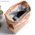 New 1Pc Brown Paper Lunch Bag Reusable Insulated Thermal Cooler Sack Magnetic Closure. 